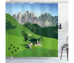 Alpine Mountains Meadow Shower Curtain