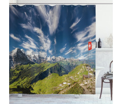 View of the Swiss Alps Shower Curtain