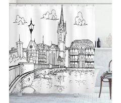 Sketch Style Zurich Shower Curtain