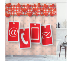 Phone and Hearts Shower Curtain