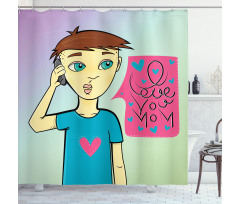 Boy Calling His Mother Shower Curtain