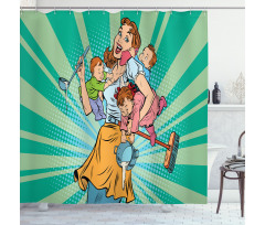 House Chores Kids Pop Art Shower Curtain