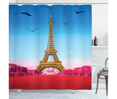 Abstract Grass Eiffel Tower Shower Curtain