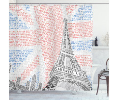 Eiffel Tower on Union Jack Shower Curtain