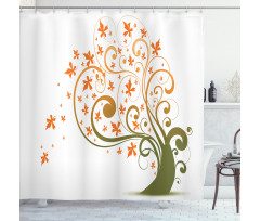 Abstract Autumn Tree Ornament Shower Curtain