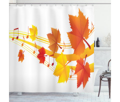 Dried Leaves Musical Notes Shower Curtain