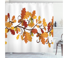 Autumn Oak Leaves and Acorns Shower Curtain