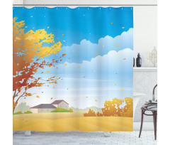 Autumn Fields Tree Farmhouse Shower Curtain