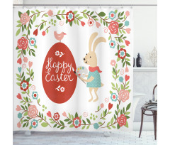 Egg Bunny Bloom Floral Frame Shower Curtain