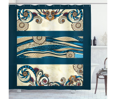 Antique Classic Floral Lines Shower Curtain