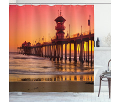 Huntington Beach Pier Sunset Shower Curtain