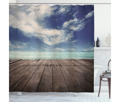 Ocean Cloudy Sky Wooden Pier Shower Curtain