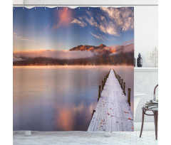 Japanese Lake Autumn Sunrise Shower Curtain