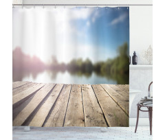 Grunge Wood Pier Blurred Photo Shower Curtain