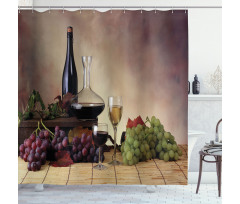 Grapes Wines Bottles Glasses Shower Curtain