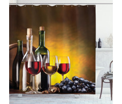 Grapes Bottles and Glasses Shower Curtain