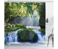Green Forest and Streaming Shower Curtain
