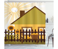 Cartoon House with Garden Shower Curtain