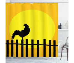 Rooster Silhouette Sunrise Shower Curtain