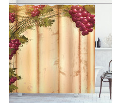 Grapes Wooden Illustration Shower Curtain