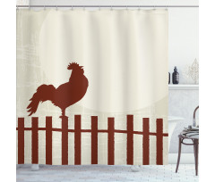 Rooster Silhouette Grunge Shower Curtain