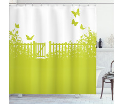 Garden Lawn and Gate Rural Shower Curtain