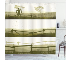 Farm Fields Scarecrow Grass Shower Curtain