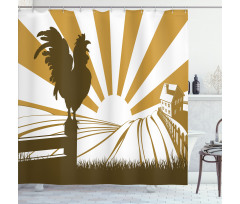 Rooster Retro Country Sunrise Shower Curtain