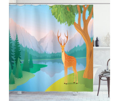 Deer Mountain Landscape Shower Curtain