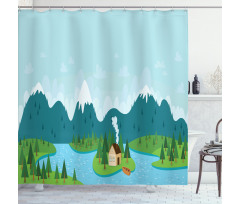 Rural Home Mountains Shower Curtain