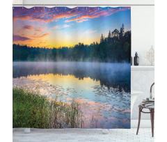 Foggy Sunset on Lake Shower Curtain