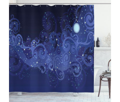 Abstract Starry Night Moon Shower Curtain