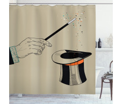 Magician Magic Wand and Hat Shower Curtain