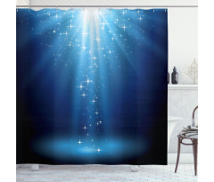 Star Night Vibrant Blue Tones Shower Curtain