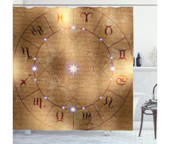 Circle Signs on Manuscript Shower Curtain