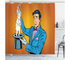 Magician Rabbit Pop Art Retro Shower Curtain