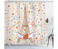 Eiffel Love Birds Shower Curtain