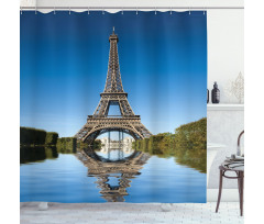 Eiffel Water Reflection Shower Curtain