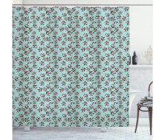 Curly Branches of Flowers Shower Curtain