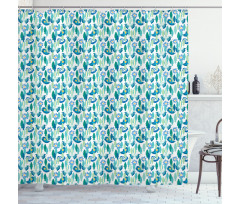 Vibrant Floral Motifs Shower Curtain