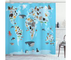 Guide Animals World Map Shower Curtain