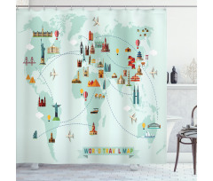 Famous World Travel Map Shower Curtain