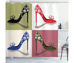 Floral Ornamental Shoes Shower Curtain