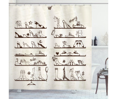 Feminine Shoes Shelves Shower Curtain