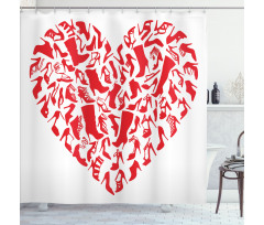 Heart Shoe Silhouettes Shower Curtain