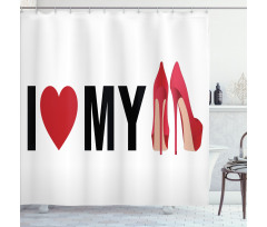 I Love My Shoes Heart Shower Curtain