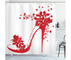 Shoe Butterflies Flowers Shower Curtain