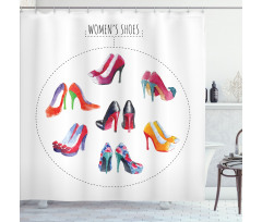 Watercolor Shoe Pairs Shower Curtain