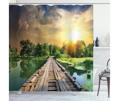 Bolt at Sunset Forest River Shower Curtain