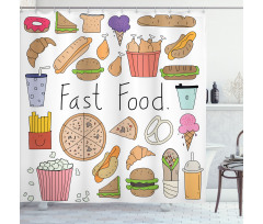 Fast Food Lettering Doodle Shower Curtain